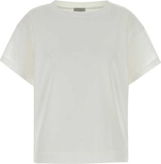 Brunello Cucinelli White Crew Neck Cotton T-Shirt