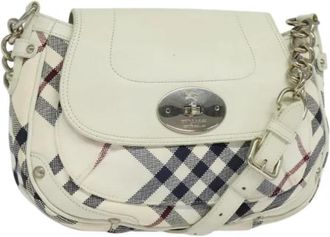 Burberry Pre-owned Canvas shoulder-bags - Dames - Vintage Schoudertas - Wit - ONE Size - Leer - Vintage