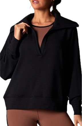 Tavi Cozy Collared Sweatshirt in Ebony at Nordstrom, Size X-Large