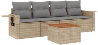 vidaXL Vidaxl - Juego De Sof&aacute;s Jard&iacute;n Con Cojines Beige Mezcla 5 Pzas Rat&aacute;n Pe