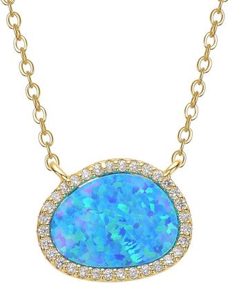 Rachel Glauber 14K Plated Cz Opal Necklace