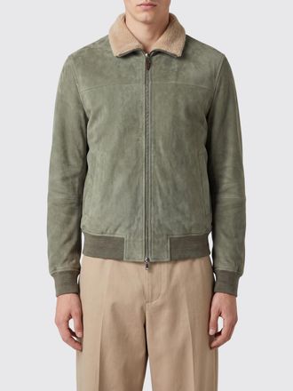 Canali Bomber in pelle scamosciata con collo in pelliccia e fondo elasticizzato