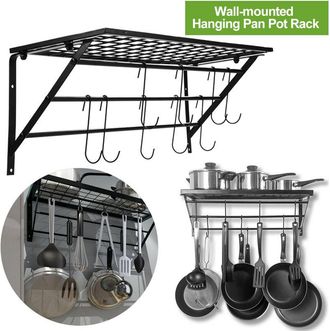 Elle Estante Industrial Para Ollas Ej.life, Estante De Cocina Con 10 Ganchos, Estante Colgante Para Utensilios Montado En La Pared, Soporte Para Ollas De A