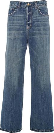Manila Grace Wide Leg Sand Wash Jeans - Dames - Loose Fit Jeans - Blauw - W32 - Katoen - Jeans