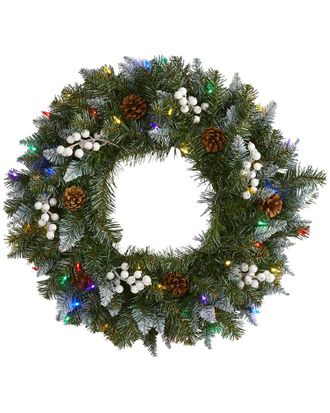 Nearly Natural 24in Snow Tipped Artificial Christmas Wreath