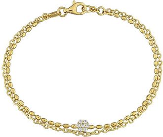 Rina Limor Silver 0.10 Ct. Tw. Created White Moissanite Rolo Chain Bracelet