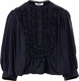Chlo&eacute; Black Shirt With Frontal Buttons Closure