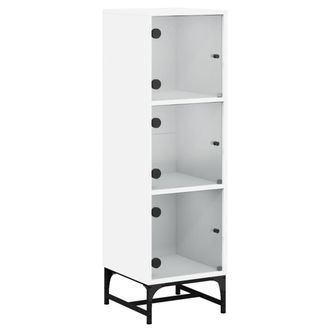 vidaXL Aparador Con Puertas De Vidrio Blanco 35x37x120 Cm Vidaxl