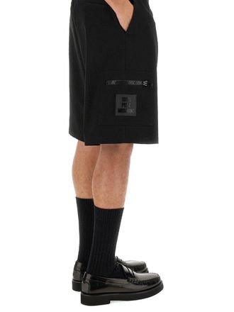 Moschino Logo-Embroidered Cotton Bermuda Shorts - Black