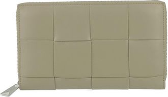 Bottega Veneta Khaki Leather Coin Purse/Coin Case (Pre-Owned)