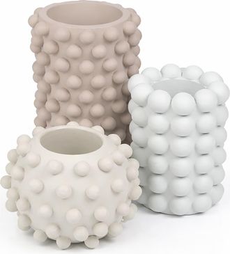 Jonathan Y Designs Maren Modern Minimalist Handmade Concrete Bubble Cylinder and Round Planter Set in Taupe at Nordstrom