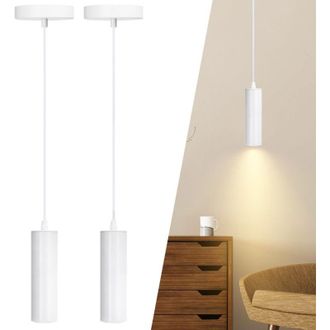 OEM L&aacute;mpara Colgante De Metal Blanco, L&aacute;mpara De Techo Cil&iacute;ndrica Moderna, Juego De 2, Bombilla No Incluida (gu10) -crezuo
