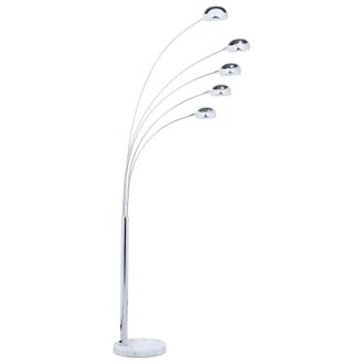 Beliani L&aacute;mpara De Pie Metal Cromado Plateado 210 Cm 5 Brazos Arco Orientable Moderno Flinders