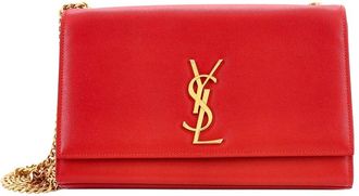 Saint Laurent Red Grainy Leather Classic Monogram Crossbody Medium (Authentic Pre-Loved)