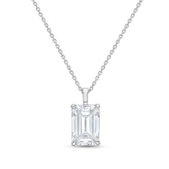 Diana M. Jewels 14kt white gold lab grown emerald cut diamond pendant weighing 2.00 ct on a solid bail