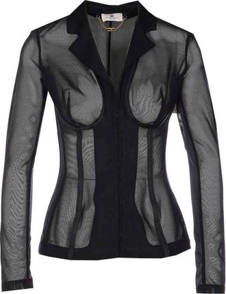 Elisabetta Franchi Black Bustier Transparent Jacket