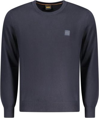 HUGO BOSS Kanovano Sweater - Heren - Ronde hals truien - Blauw - L - Katoen - Truien & Vesten
