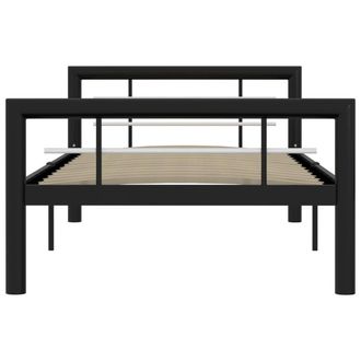 Berkfield Home Elegant Bed Frame Black & White Metal 90x200 cm