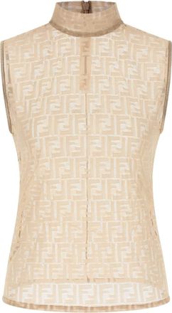 Fendi Beige FF lace top