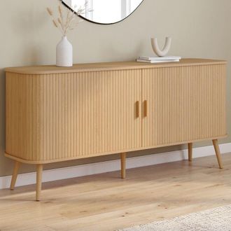 IDMarket Idmarket - Buffet 160 Cm Romie Xxl Effet Lattes 2 Portes Coulissantes