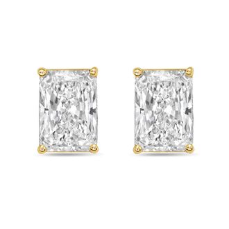 Diana M. Jewels 14Kt Yellow Gold 1.50 cts Lab Grown Radiant Cut Diamond Studs
