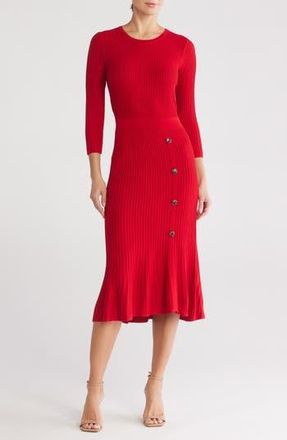Sandra Darren Ribbed Sweater Dress in Red at Nordstrom Rack, Size Medium