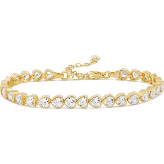 SHYMI Cubic Zirconia Heart Tennis Bracelet in Gold/White at Nordstrom, Size 6
