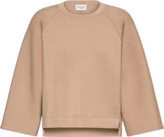 Max Mara Sweatshirt met ronde hals van katoenen jersey met wijde mouwen - Dames - Sweatshirts - Bruin - M - Katoen - Hoodies & sweatvesten