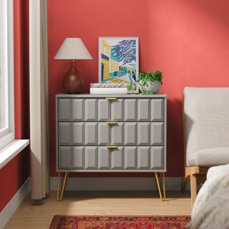 Welcome Furniture Hanover Ready Assembled 3 Drawer Chest in Dusk Grey - Welcome Furniture | TJ Hughes