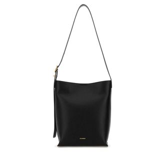 Jil Sander Black Leather Cannolo Shoulder Bag