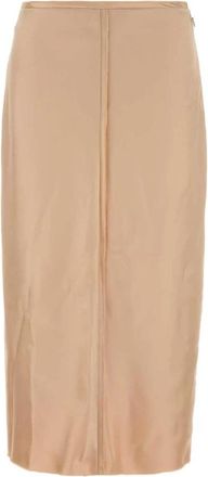 Ami Raw Edges Details Midi Rok - Dames - Midirokken - Beige - S - Satijn - Rokken
