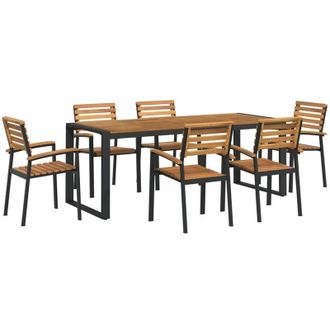 vidaXL Juego De Comedor De Jard&iacute;n 7 Pzas Madera Maciza Acacia Y Metal Vidaxl