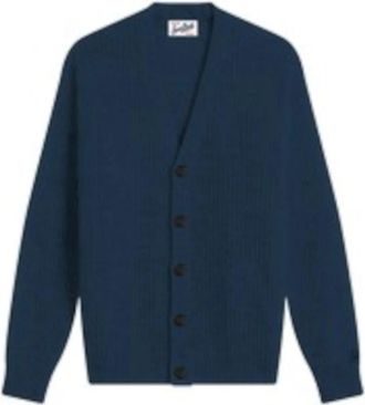 MC2 Saint Barth Herrison Rib Wool Cardigan - Heren - Vesten - Blauw - XL - Wol - Truien & Vesten