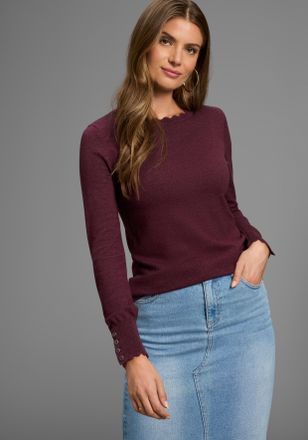 Laura Scott Strickpullover kuscheliger Feinstrick mit femininer Wellenkante