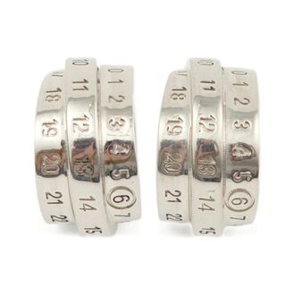 Maison Margiela Vlindersluiting Nummers Motief Hoepel Oorbellen - Dames - Oorbellen - Grijs - ONE Size - Accessoires