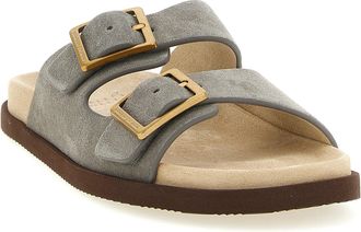 Brunello Cucinelli Mens Gray Calfskin Slides Shoe