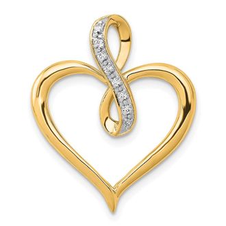 Diamond2Deal 14k Yellow Gold 1/20 carat Diamond Heart Infinity Pendant Fits up to 2mm Omega