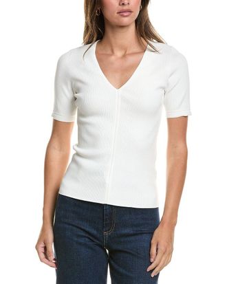 3.1 Phillip Lim Compact Rib Short Sleeve V-Neck Top