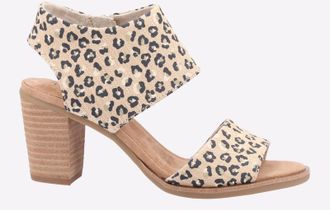 Toms Toms Majorca Cutout Textured Cheetah Sandal Womens - Beige Leather - Size UK 6