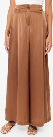 Cami NYC Fabian High Waist Wide Leg Silk Pants in Carob at Nordstrom, Size Xx-Small