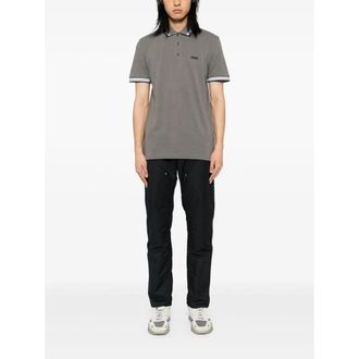 HUGO BOSS Contrast-Trim Cotton Polo Shirt - Gray