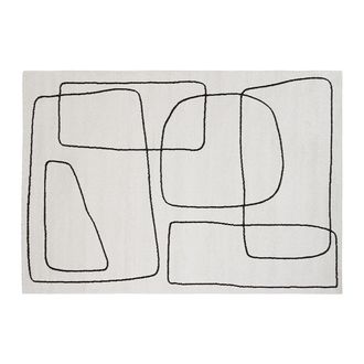 Miliboo Alfombra Rectangular 160 X 230 Cm Line Art Blanco Roto Y Negro Tiana