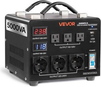 OEM Convertidor De Voltaje, 5000 Va, Transformador Elevador/reductor Autom&aacute;tico, De 110 V A 220 V Y De 220 V A 110 V, Con 3 Tomas De Corriente De Ee. Uu. 