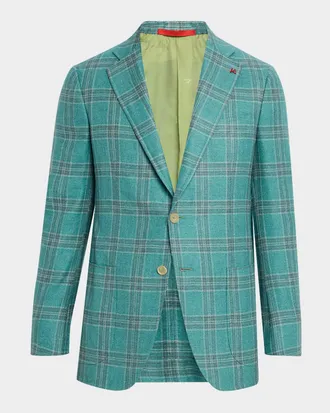 Isaia Men & apos;s Silk-Cashmere Plaid Sport Coat