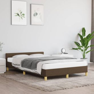 vidaXL Estructura De Cama Sin Colch&oacute;n Tela Marr&oacute;n Oscuro 120x190 Cm Vidaxl