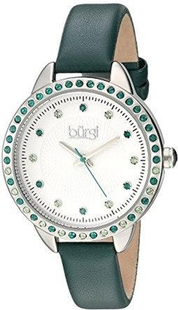 Bürgi White Dial Green Leather Ladies Watch BUR161GN