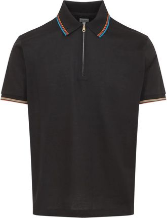 Paul Smith Signature Stripe Trim Zip Polo Shirt - Heren - Polos - Bruin - L - Katoen - Tops