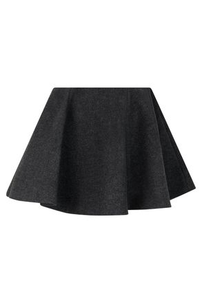 Ganni Wool-blend Flared Skirt - Gray