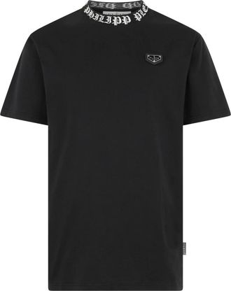 Philipp Plein Jersey T-Shirt Plein Gothic - Heren - T-shirts - Zwart - 2XL - Katoen - Tops