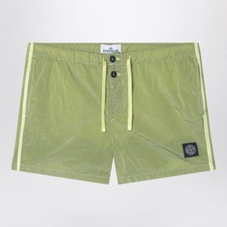 Stone Island Lime-colored nylon swim shorts